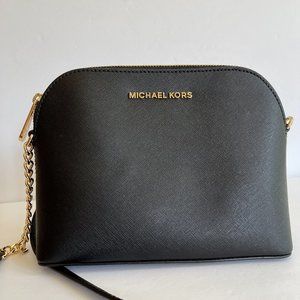 Michael Kors Saffiano Cindy Dome Black Crossbody Purse Like New
